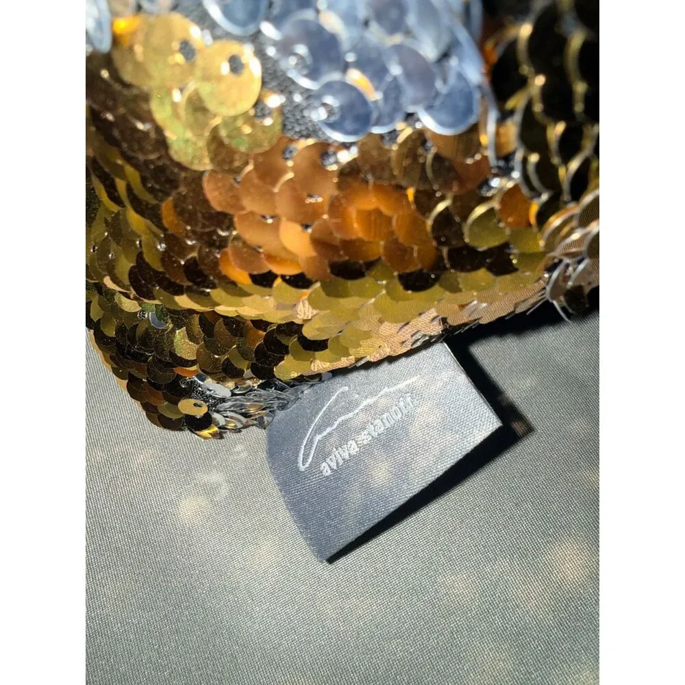 NEW Aviva Stanoff Design Mermaid Sequin Throw Pillow Gold Silver Set of 2